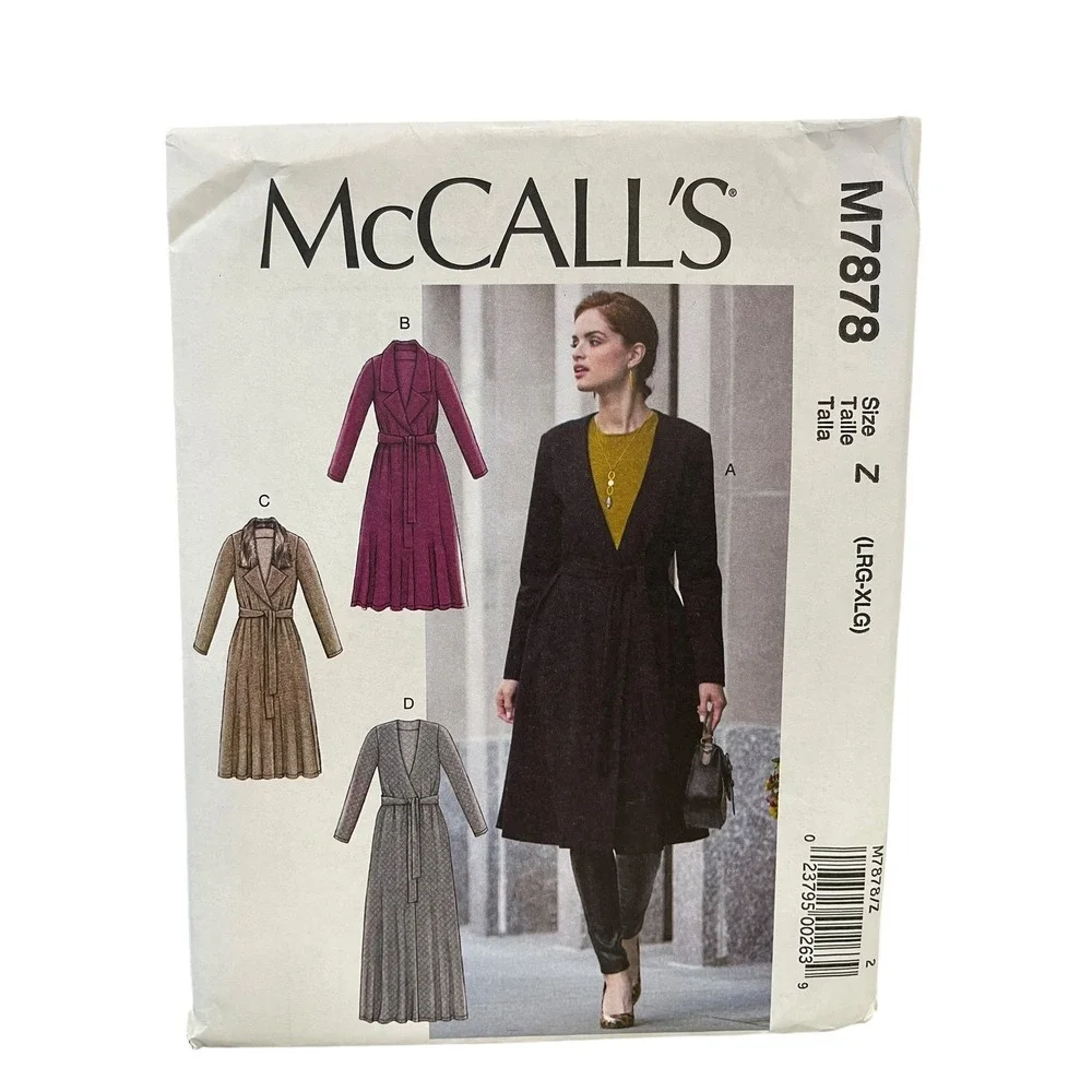 McCALL'S M7878 Coat Dress Jacket Size LRG-XL Vintage Sewing‎ Pattern